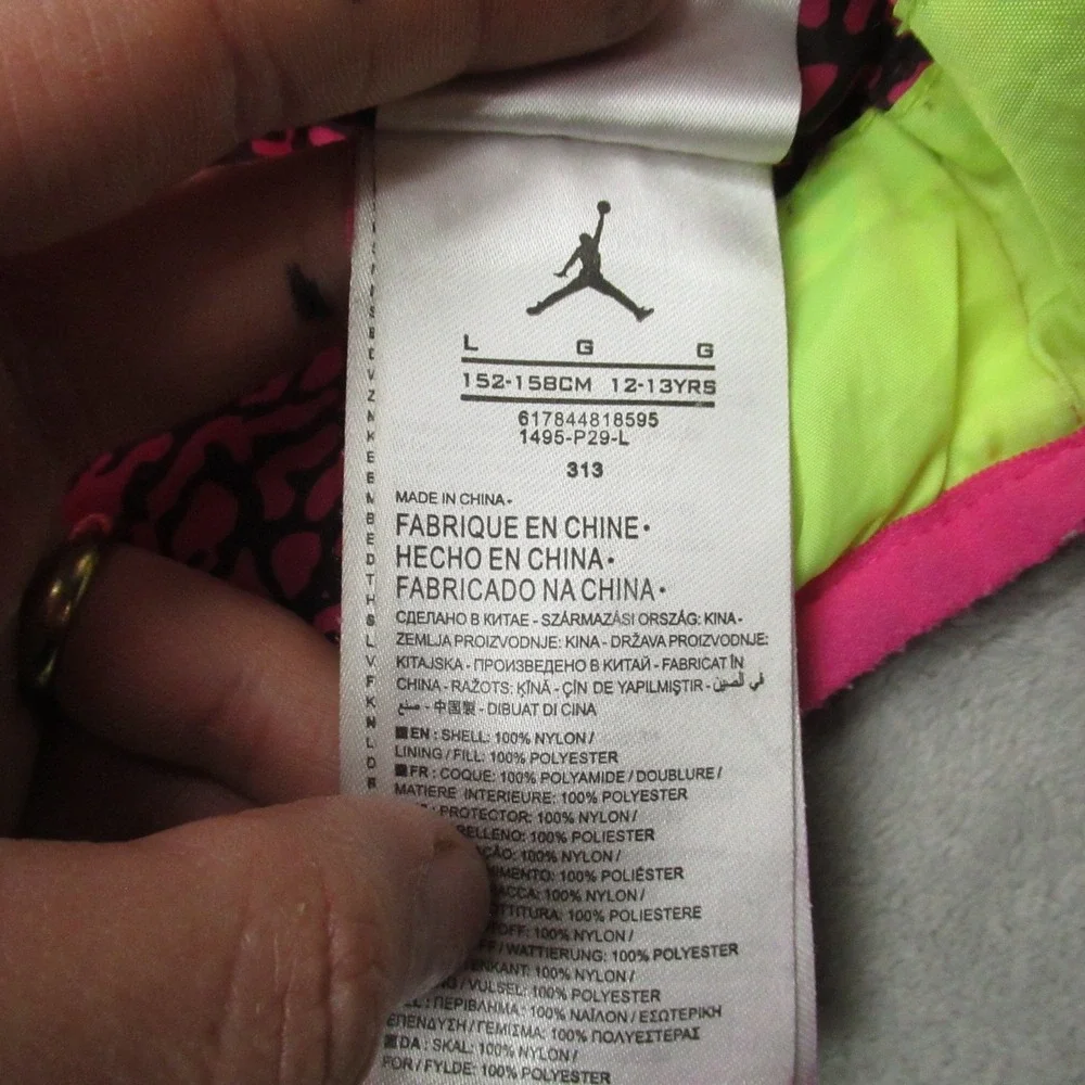 Jordan Flight Jacket Girls Large 12-13 Yrs Pink‎ Insulated Hooded Quilted Puffer